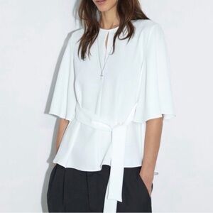 Zara Elegant White Blouse with Tie